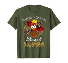 Load image into Gallery viewer, Thankful Grateful Blessed Momma Leopard Turkey Thanksgiving T-Shirt
