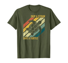 Load image into Gallery viewer, Skip A Straw Save A Turtle Vintage Retro T-Shirt T-Shirt
