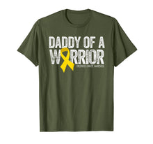 Load image into Gallery viewer, Mens Daddy of a Warrior Childhood Cancer Shirt Dad Ribbon 257004
