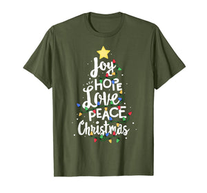 Funny shirts V-neck Tank top Hoodie sweatshirt usa uk au ca gifts for Joy Hope Love Peace Christmas Tree Red Buffalo Plaid Xmas T-Shirt 365122