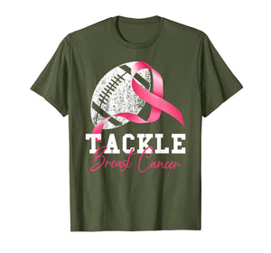 Tackle Breast Cancer Football Survivor Pink Ribbon Awareness T-Shirt