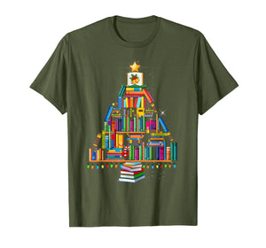 Merry Christmas Library Tree Gift For Book Lover Librarian T-Shirt