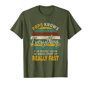 Mens Mens Pops Know Everything Grandpa Christmas Gifts T-Shirt-1685560