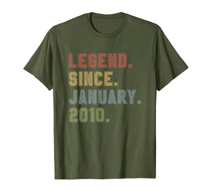 Legend Since January 2010 10th Birthday 10 Years Old Gifts T-Shirt-3194170