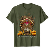 Load image into Gallery viewer, Thanksgiving Is Coming Turkey Sitting On Throne Turkey Day T-Shirt
