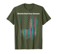 Load image into Gallery viewer, Metastatic Breast Cancer Awareness Flag Warrior T-Shirt
