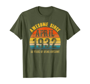 Vintage Retro April 1932 88th Birthday Gifts 88 Yrs Old TShirt355791