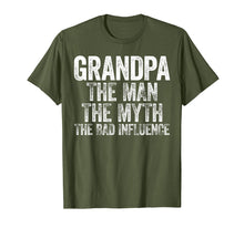 Load image into Gallery viewer, Mens Grandpa The Man The Myth The Bad Influence T-Shirt T-Shirt
