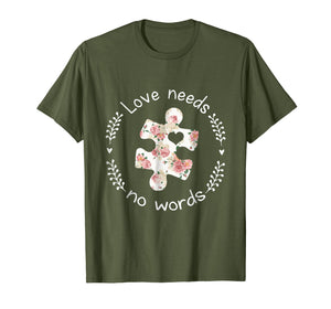 Funny shirts V-neck Tank top Hoodie sweatshirt usa uk au ca gifts for Love Needs No Words Autism Hippie T-Shirt 2415945