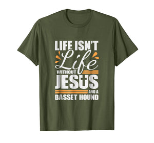 Funny shirts V-neck Tank top Hoodie sweatshirt usa uk au ca gifts for Basset Hound Tshirt Life Jesus and a Dog Shirt for Women Men 2180367