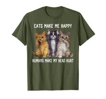 Load image into Gallery viewer, Funny shirts V-neck Tank top Hoodie sweatshirt usa uk au ca gifts for Cats Make Me Happy Humans Make My Head Hurt T-Shirt 2334271
