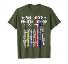 Load image into Gallery viewer, Funny shirts V-neck Tank top Hoodie sweatshirt usa uk au ca gifts for No One Fights Alone TShirt USA Flag Veterans Army Police EMS 269135
