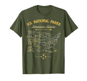 National Parks T shirt Map Camping tshirt Women Men Hiking