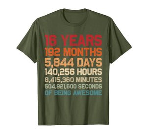 Vintage 16 Years of Being Awesome Unique 16th Birthday Gifts T-Shirt-1692777