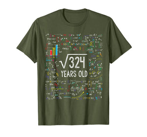 Square Root Of 324 18th Birthday 18 Year Old Gifts Math Bday T-Shirt-197091
