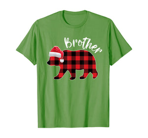 Red Plaid Brother BEAR Christmas Pajama Matching Family Gift T-Shirt