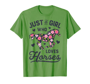 Just A Girl Who Loves Horses Shirt Horse Riding Women Gifts