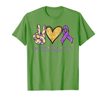 Load image into Gallery viewer, Peace Love Cure Purple Ribbon Alzheimer's Awareness Gift T-Shirt-1347823
