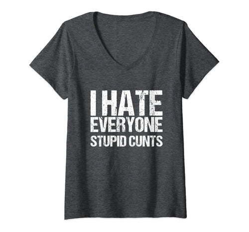 Womens I Hate Everyone Stupid Cunts VNeck T-Shirt389201