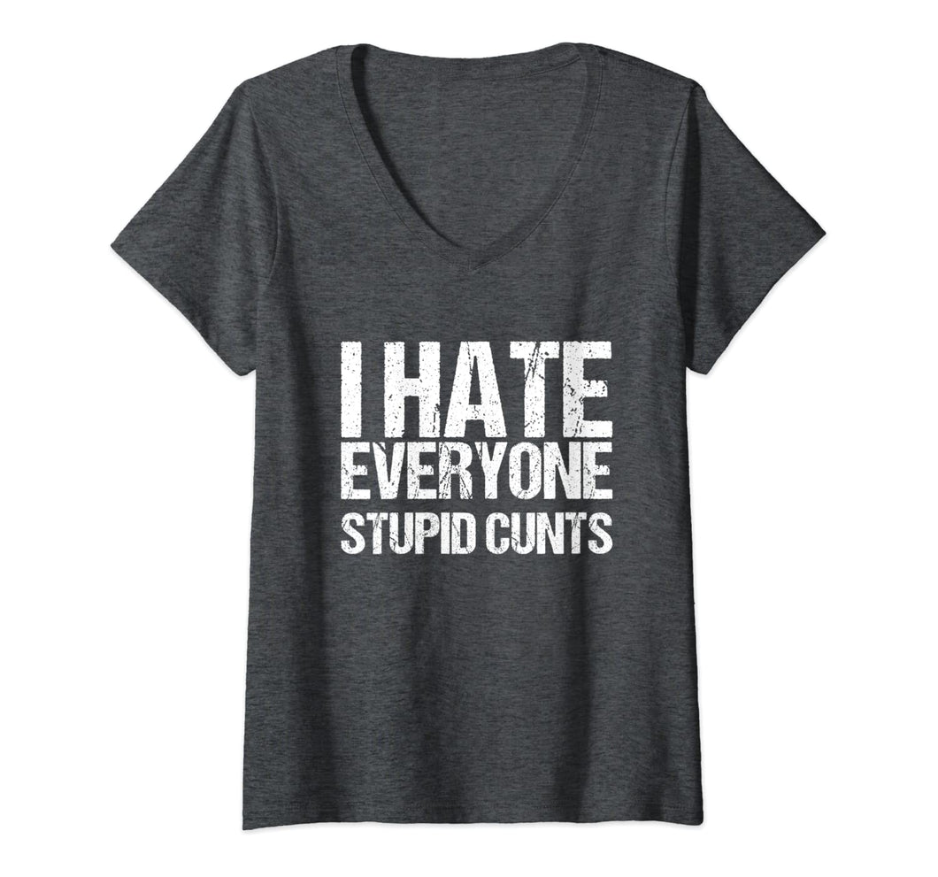 Womens I Hate Everyone Stupid Cunts VNeck T-Shirt389201