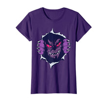 Load image into Gallery viewer, Scary Purple Monster Coming Out Of Chest Funny Halloween T-Shirt
