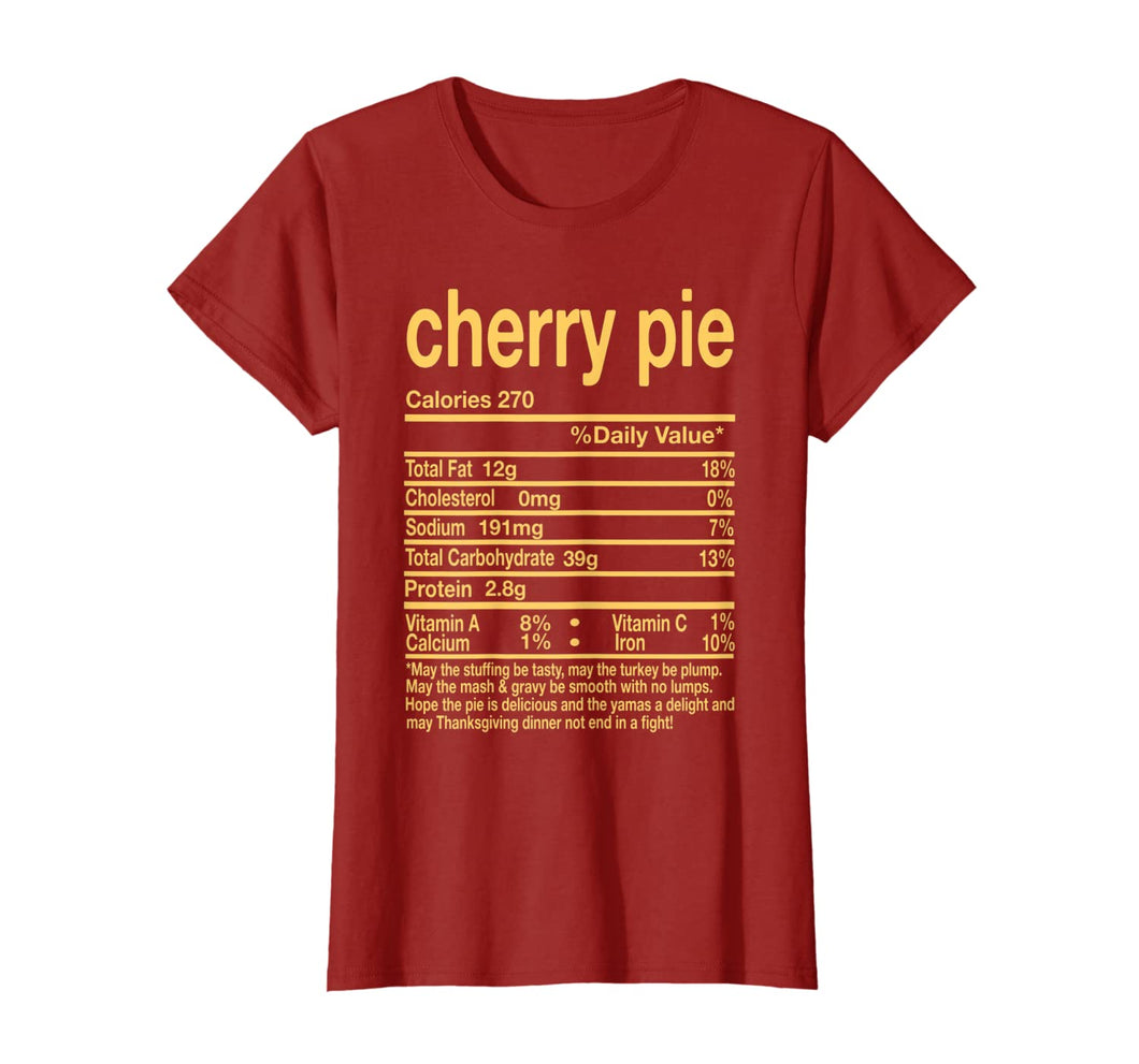 Thanksgiving Cherry Pie Nutritional Facts Gift T-Shirt