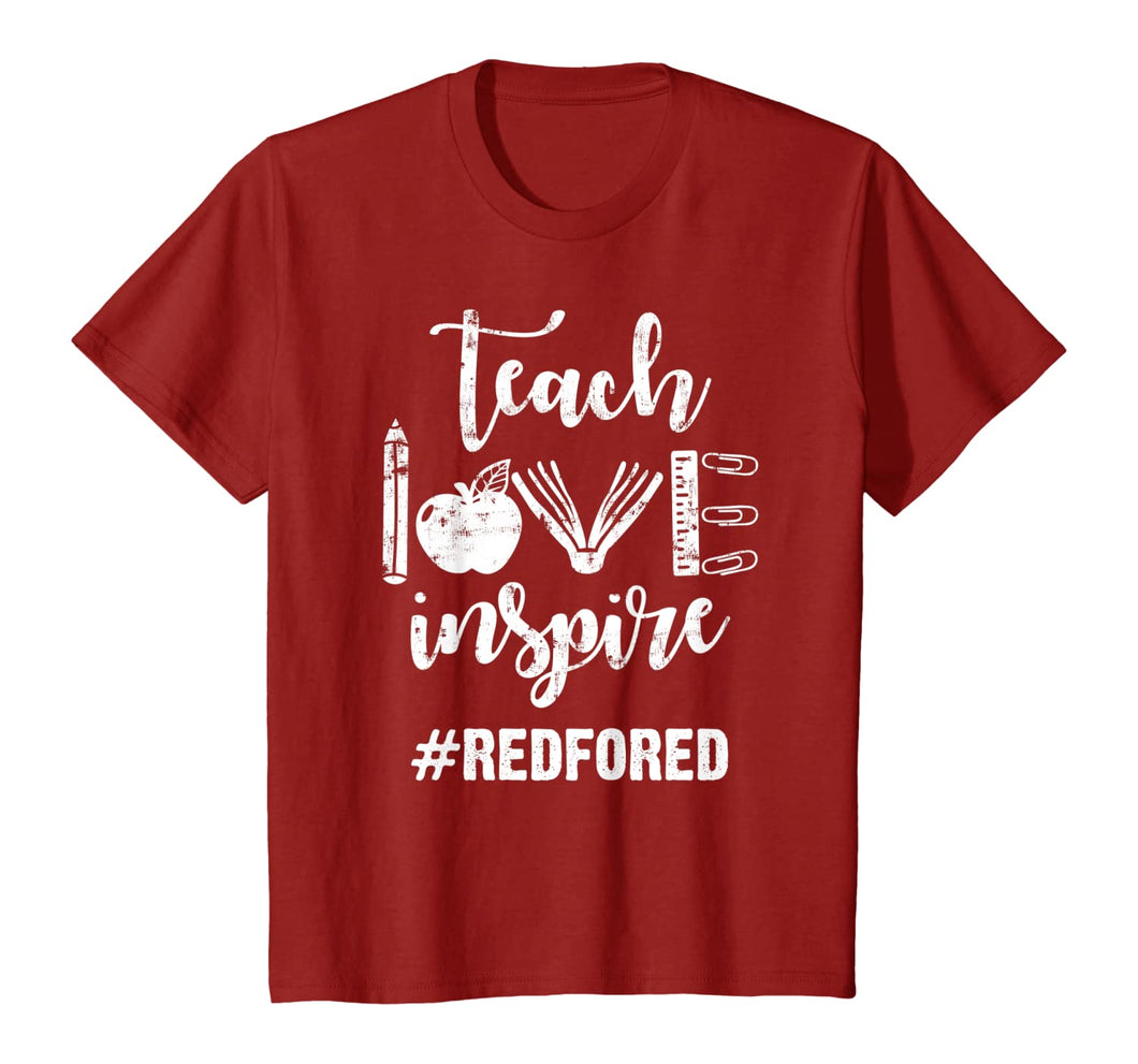 Teach Love Inspire Red For Ed Gift Teacher Supporter Vintage T-Shirt
