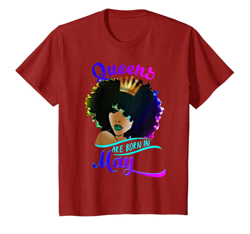 Queens Are Born In May Birthday T-Shirt Black Women Gifts