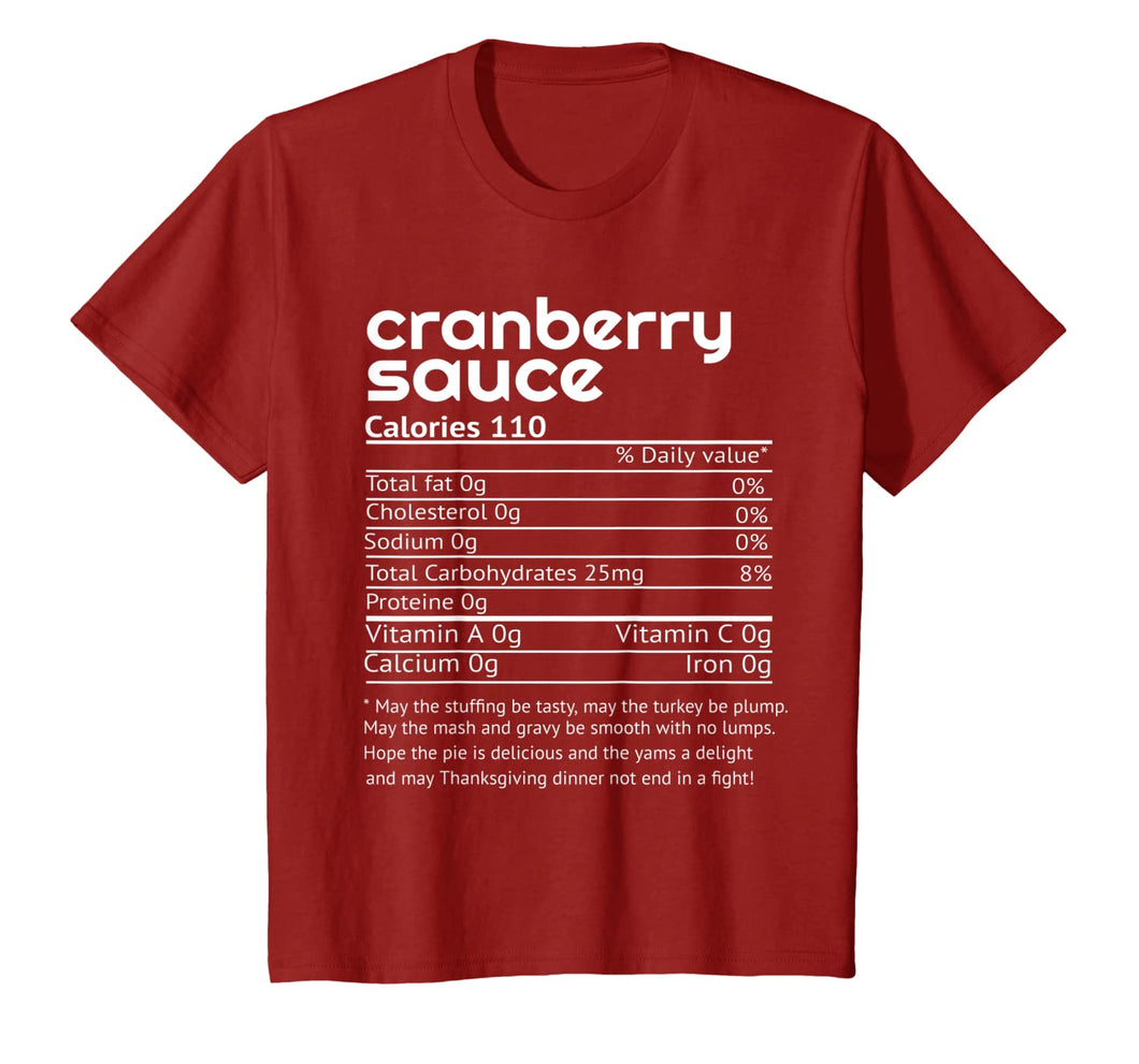 Funny shirts V-neck Tank top Hoodie sweatshirt usa uk au ca gifts for Funny Turkey Cranberry Sauce Nutrition Facts Thanksgiving T-Shirt 351643