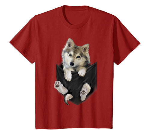 Wolf White Pup in Pocket T-Shirt Wolves Tee Shirt Gifts-335716