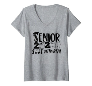 Womens Senior 2020 Shit Gettin Real Funny Toilet Paper Apocalypse VNeck T-Shirt418553