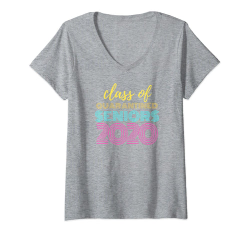 Womens Class of 2020 Quarantined Seniors Flu Virus Quarantine Grad VNeck T-Shirt369559