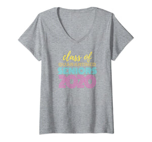 Womens Class of 2020 Quarantined Seniors Flu Virus Quarantine Grad VNeck T-Shirt369559