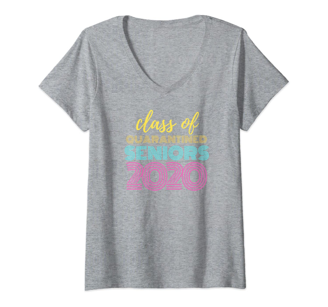 Womens Class of 2020 Quarantined Seniors Flu Virus Quarantine Grad VNeck T-Shirt369559