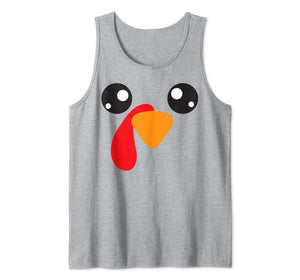 Turkey Face Funny Thanksgiving Day Costume Boys Girls Adults Tank Top
