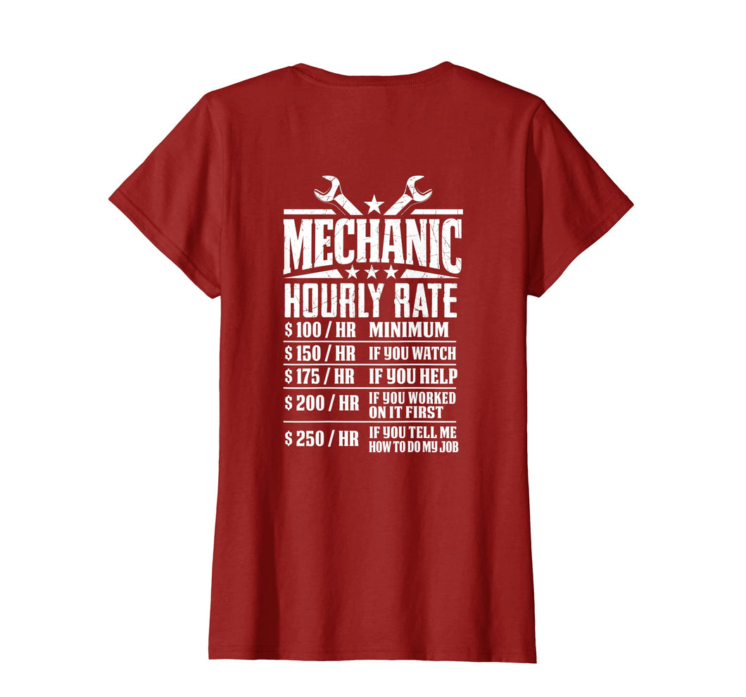 Funny shirts V-neck Tank top Hoodie sweatshirt usa uk au ca gifts for Funny Mechanic Hourly Rate - Graphic Design T-Shirt - Back 1682815