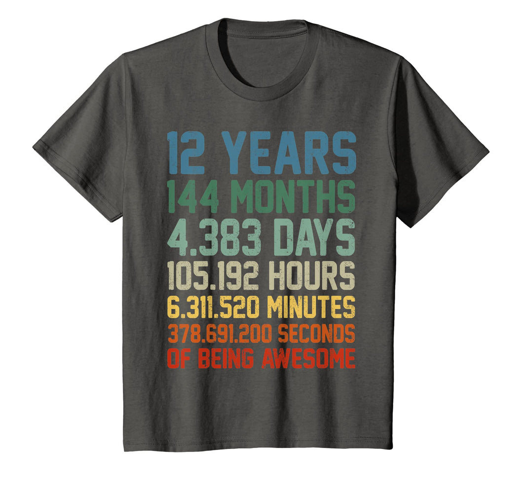 Vintage 12th Birthday Shirt Gift 12 Years Old Being Awesome