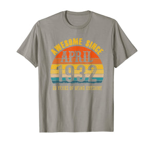 Vintage Retro April 1932 88th Birthday Gifts 88 Yrs Old TShirt355791