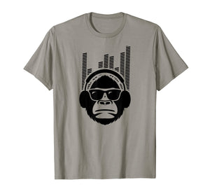 Solid Jammin Monkey Rockin Headphones Shades T-Shirt