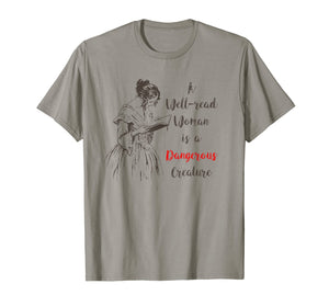 Funny shirts V-neck Tank top Hoodie sweatshirt usa uk au ca gifts for Feminist Dangerous Well-Read Woman Book T-Shirt Vintage Nerd 1870766