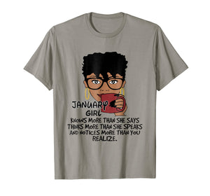 Funny shirts V-neck Tank top Hoodie sweatshirt usa uk au ca gifts for January Girl Knows More Than She Says Shirt Black Queens 2047117