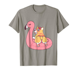 Funny shirts V-neck Tank top Hoodie sweatshirt usa uk au ca gifts for Corgi Butt Dog Bikini Pink Flamingo Float Funny Gift T Shirt 1010907