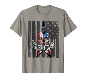 Rock N' Roll Guitar American Flag Vinatge T-Shirt Music Band