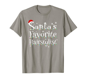 Santa's Favorite Hairstylist Xmas Lights Costume For Barber T-Shirt