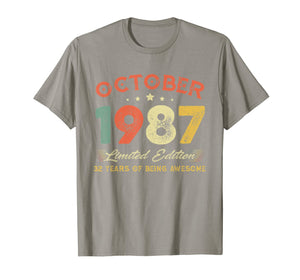 October 1987 32 Years Old Vintage 32nd Birthday Gifts T-Shirt