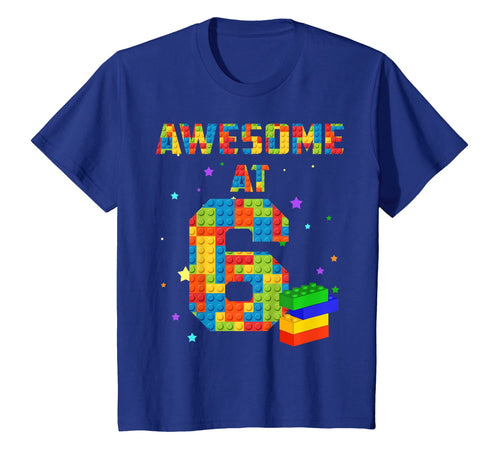 Kids Birthday Shirt For Kids 6 Building Blocks Bricks Theme Party 85521