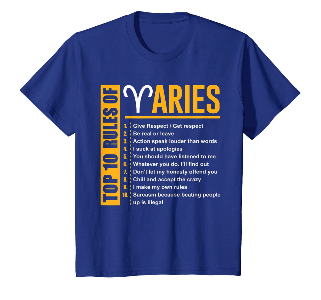 Birthday Gifts - Top 10 Rules Of Aries Zodiac T-Shirt