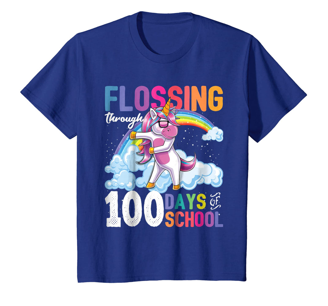 Funny shirts V-neck Tank top Hoodie sweatshirt usa uk au ca gifts for Flossing through 100 Days of School Flossing Unicorn Shirt 1481792