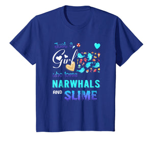 Funny shirts V-neck Tank top Hoodie sweatshirt usa uk au ca gifts for Just A Girl Who Loves Narwhals And Slime T Shirt 741684