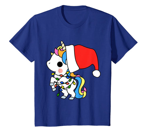 Unicorn Christmas Shirt Girls Women Xmas Gifts Cute Kawaii T-Shirt